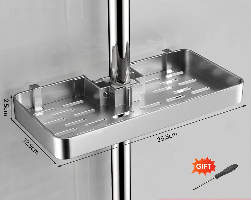 No-Drill Aluminum Shower Shelf