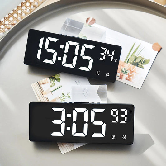 Multi-Function Alarm Clock with Mirror Display