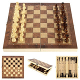 3-in-1 Wooden Checkers & Chess Set