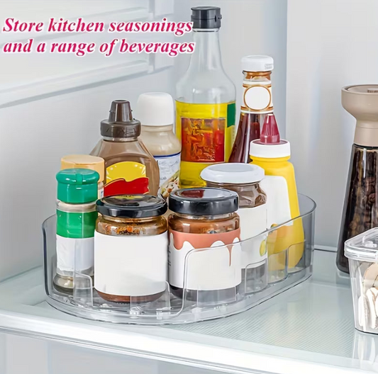 Space-Saving 360° Rotating Refrigerator Organizer