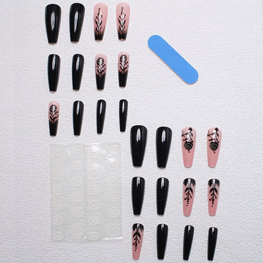 Sweet floral glossy ballet nails