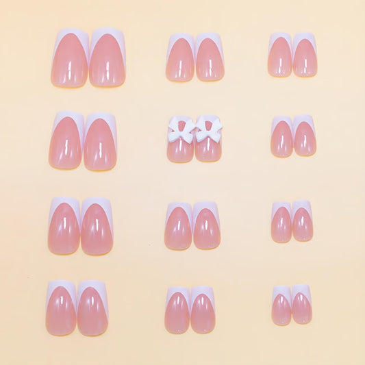 24pcs Short Square French Nails