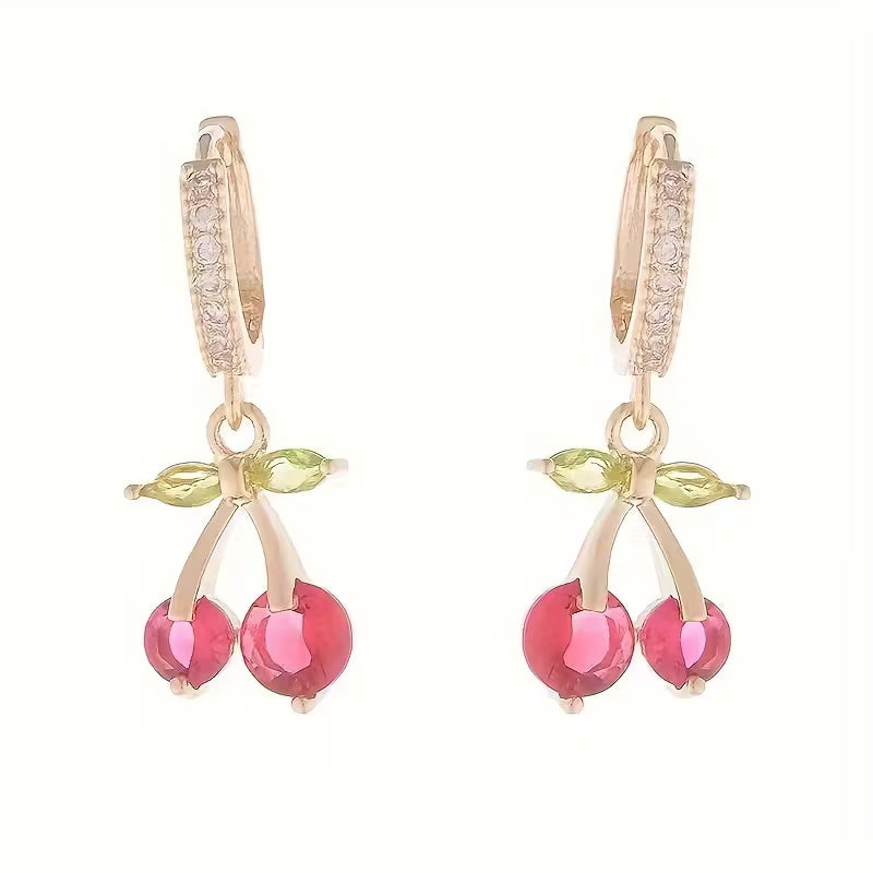 Rhinestone Cherry Earrings