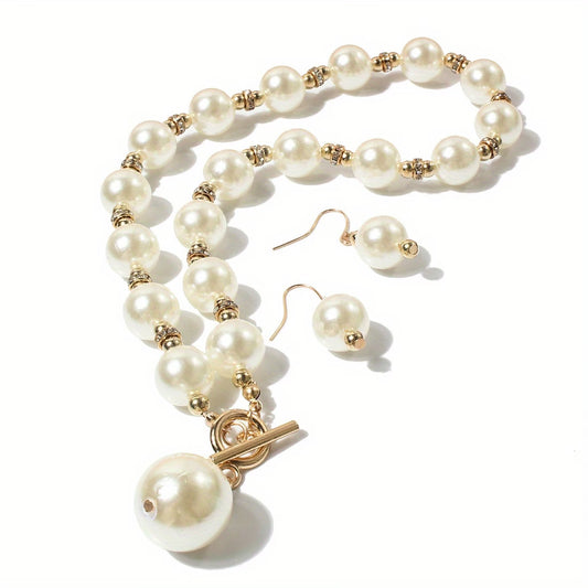 Pearl Rhinestone Jewelry Set