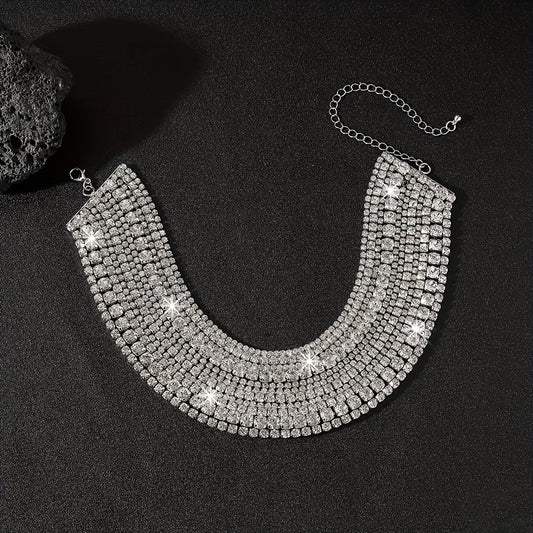 Layered Rhinestone Chain Necklace