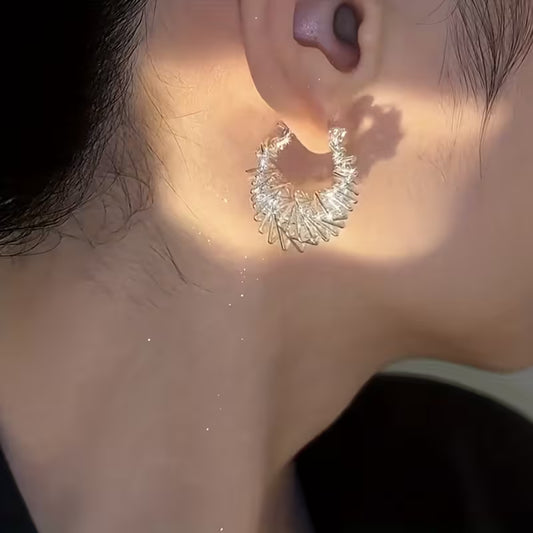 Korean Gold Hollow Circle Earrings