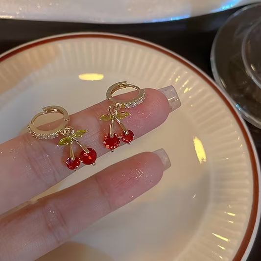 Rhinestone Cherry Earrings
