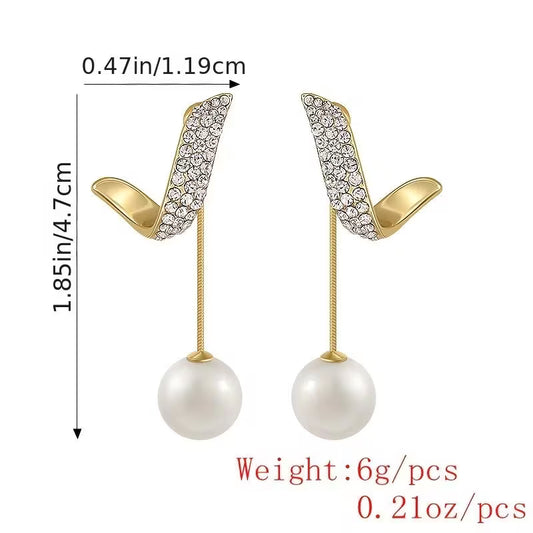 Geometric Pearl Rhinestone Earrings