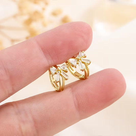 Zirconia Bow Hoop Earrings