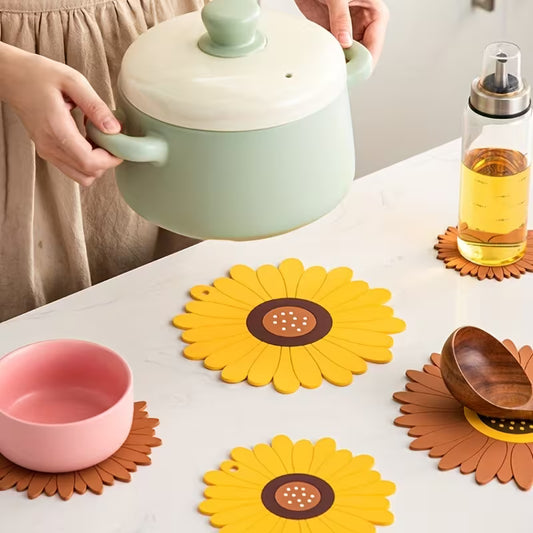 1pc Cute Sunflower Heat-Resistant Silicone Mat
