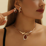 Brown Jewelry Set (Necklace & Earrings)