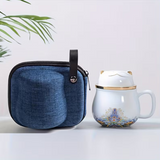 Floral Ceramic Cat Travel Mug