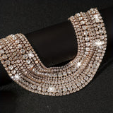 Layered Rhinestone Chain Necklace