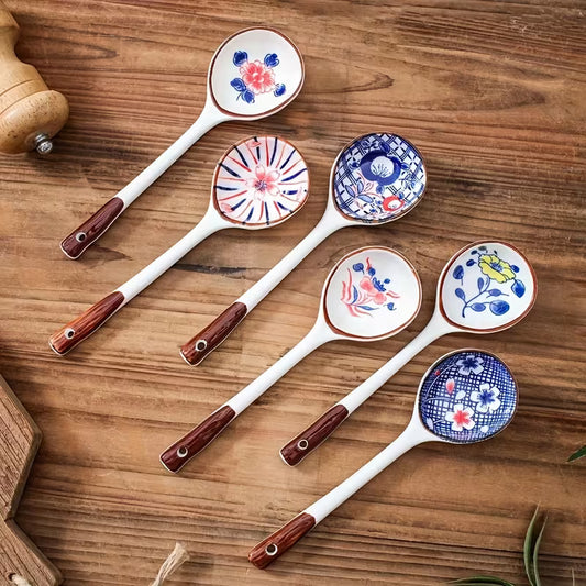 4pcs Creative Ceramic Dessert Spoon