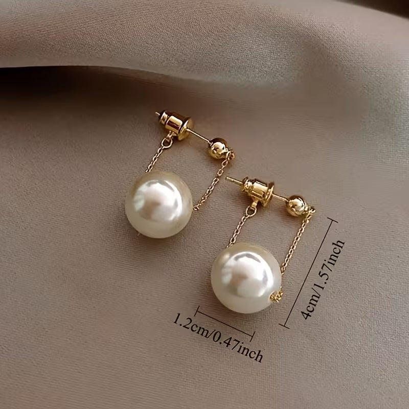 Gold Steel Pearl Earrings
