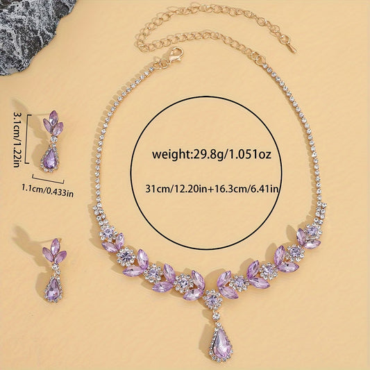 Purple Flower Jewelry Set