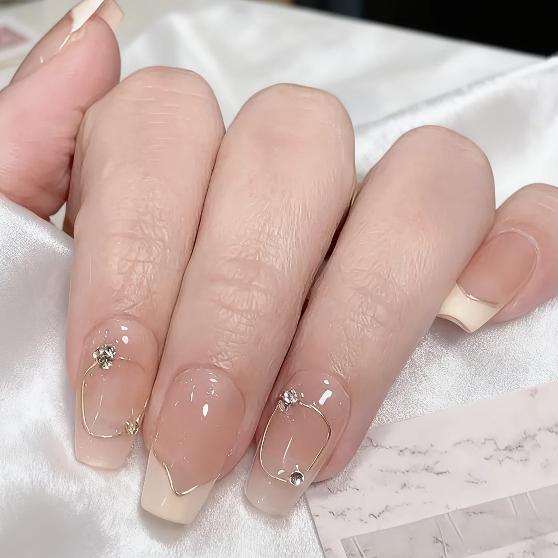 Handmade White French Nail Patch