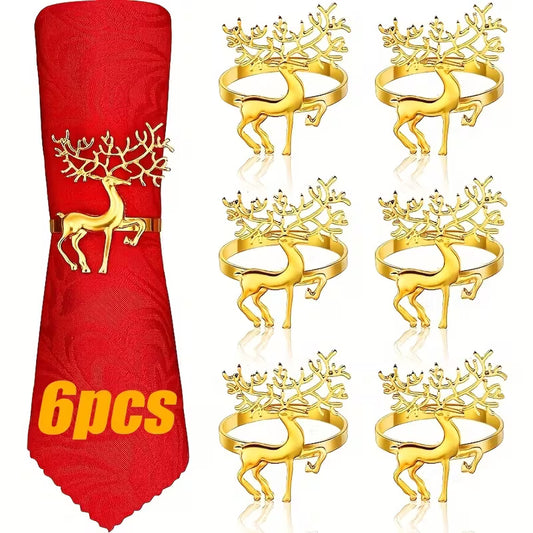 6pcs Christmas Reindeer Napkin Rings