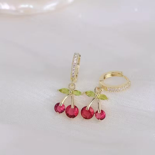 Rhinestone Cherry Earrings