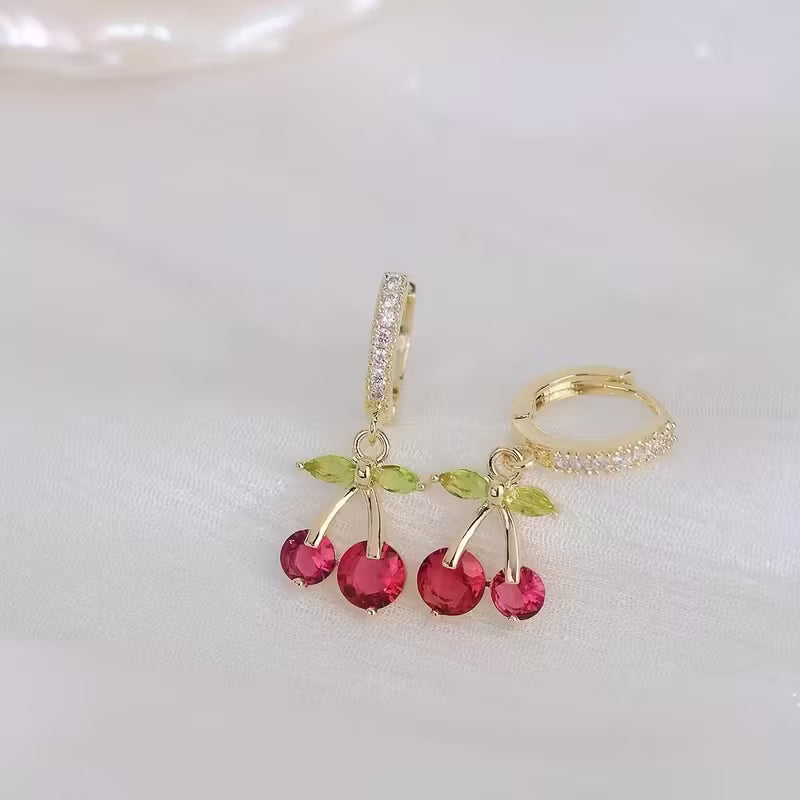 Rhinestone Cherry Earrings