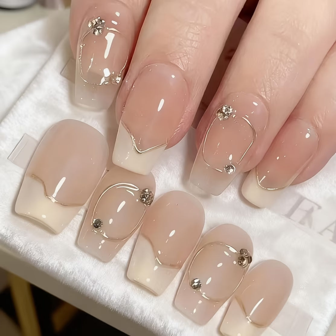 Handmade White French Nail Patch