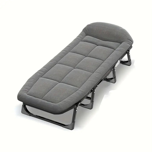 [Portable Folding Bed] Iron Alloy Frame Portable Folding Bed - Adult Size, Office Nap & Camping, Outdoor Leisure, Camping & Hiking Furniture, Outdoor Chair