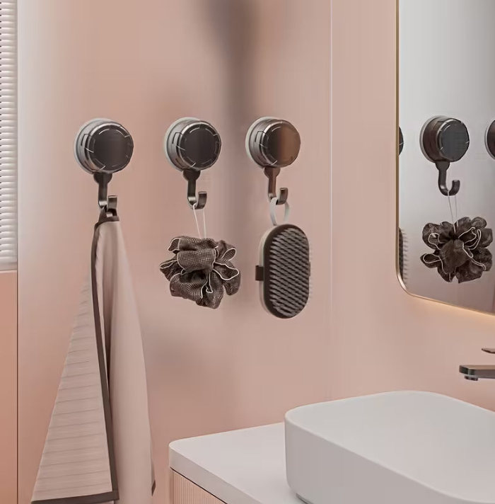 3 Strong Vacuum Suction Cup Hooks